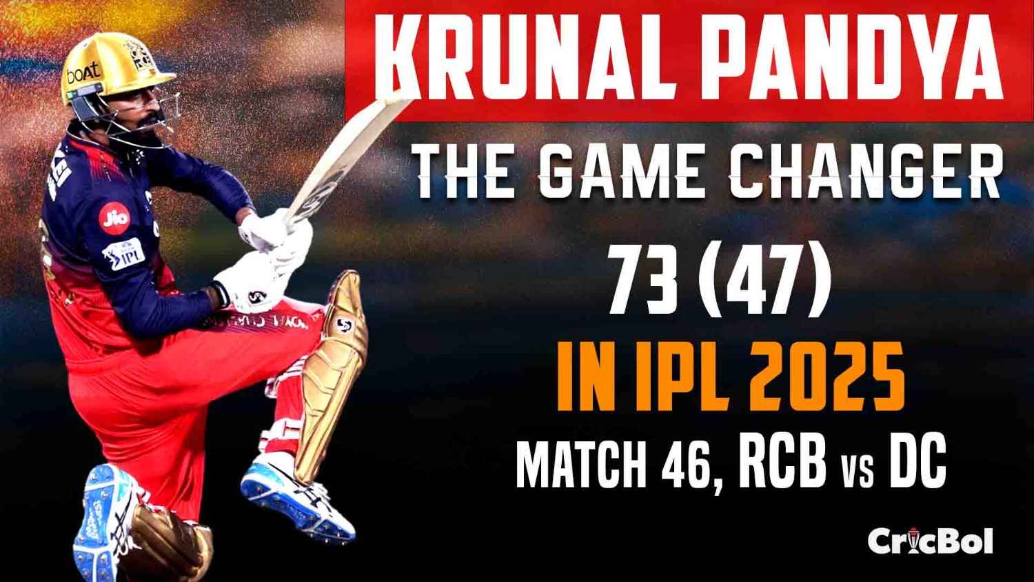 Krunal Pandya IPL 2025: 73 Runs and 2 Wickets Lead RCB to Victory Over DC